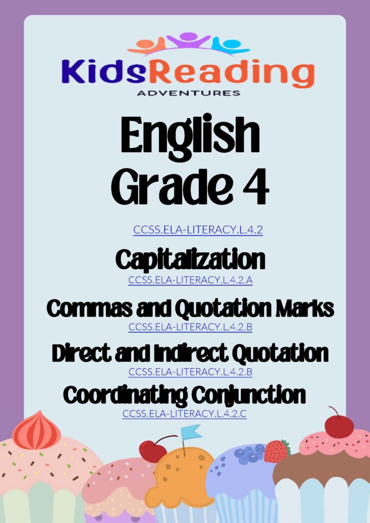 English ELA: Capitalization, Commas, Quotation Marks, Direct and Indirect Quotes (PDF)