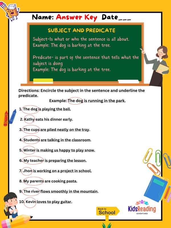 ENGLISH Subject and Predicate worksheet