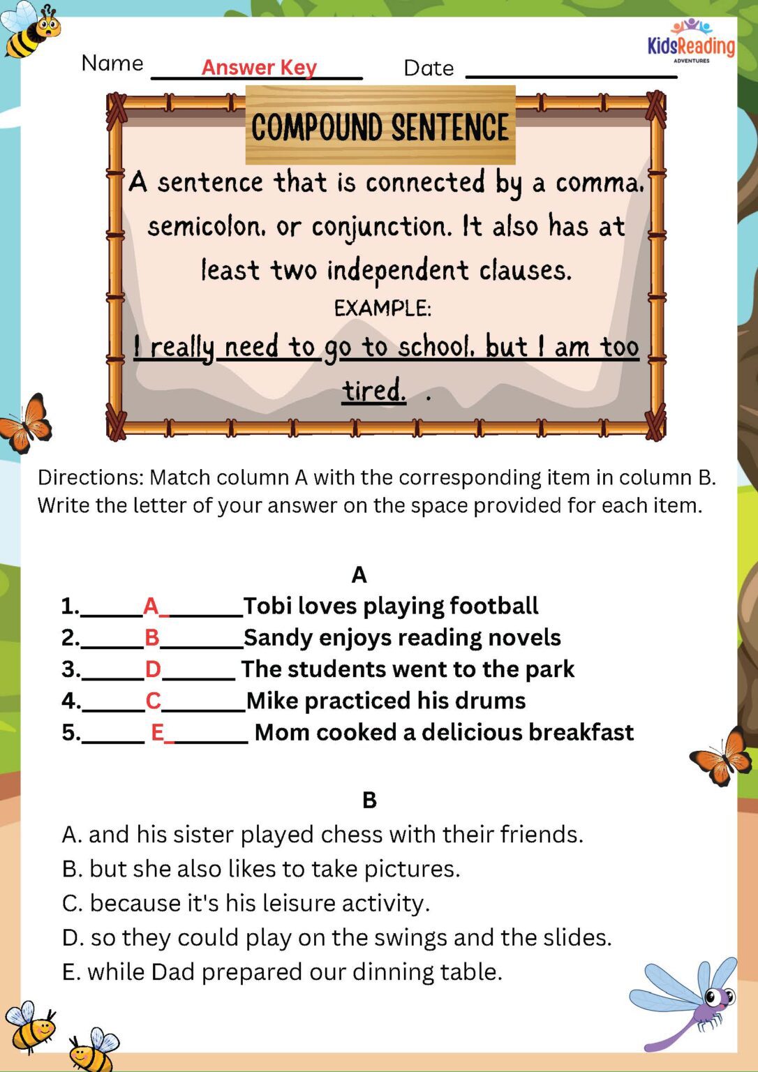 English ELA: Sentence Structures (PDF) – Kids Reading Adventures