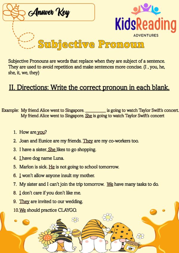 English ELA Introduction of Pronouns