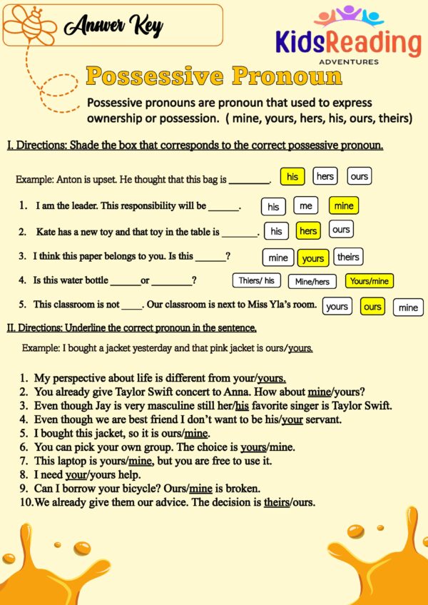English ELA Introduction of Pronouns