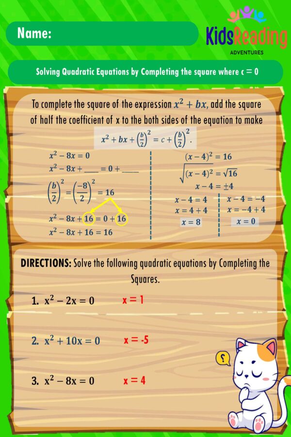 Discover our comprehensive range of downloadable PDF worksheets complete with answer keys in Math Quadratic Equations.