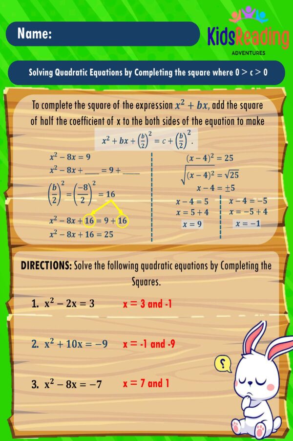 Discover our comprehensive range of downloadable PDF worksheets complete with answer keys in Math Quadratic Equations.