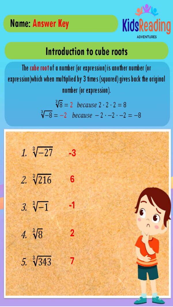 Square Roots, Cube Roots, Simplifying Exponents, and Using Square and Cube Roots in Expressions.