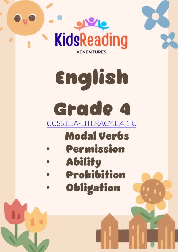 Explore our ELA downloadable PDF on Modal Verbs. Covering Permission, Ability, Prohibition, and Obligation, this resource enhances understanding and mastery.