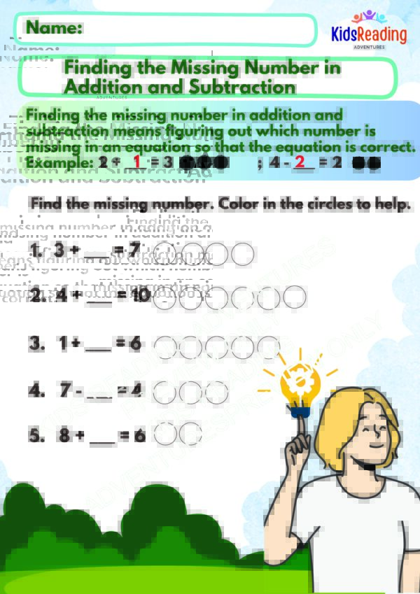 Math: Determine the Unknown Whole Number in Addition or Subtraction (PDF) - Image 7